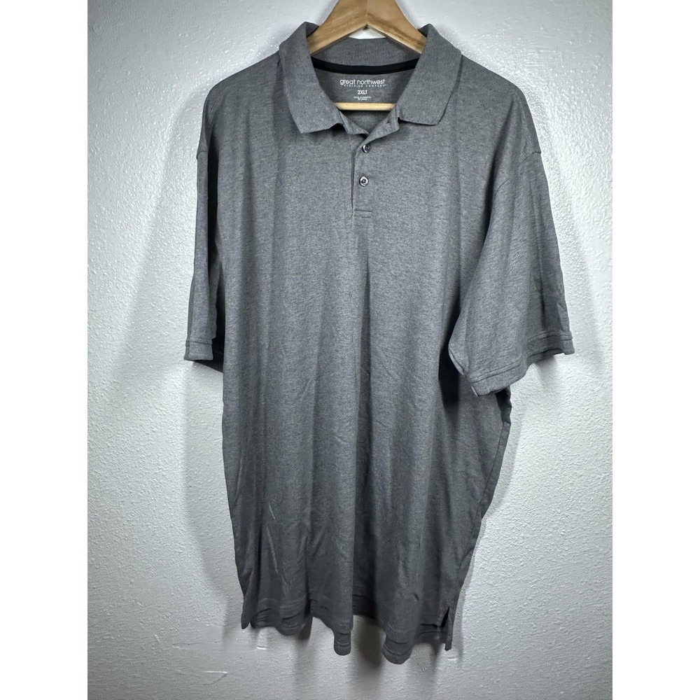 Great‎ Northwest Polo Shirt Mens 2XLT Gray Short Sleeve Classic Fit Golf Casual